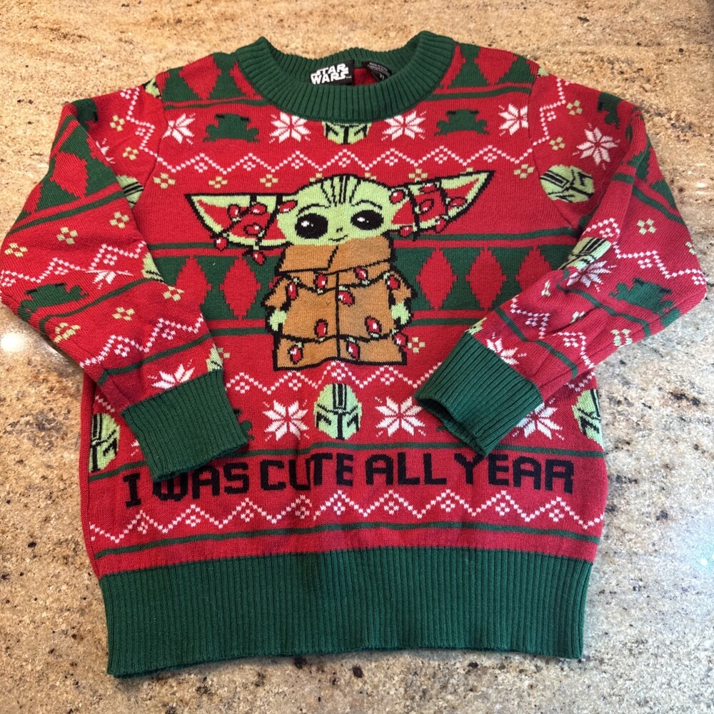 Star Wars Ugly Christmas Sweater - Baby Yoda - Toddler Kids Children Size 2T